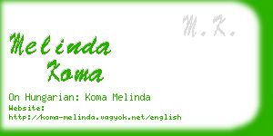 melinda koma business card